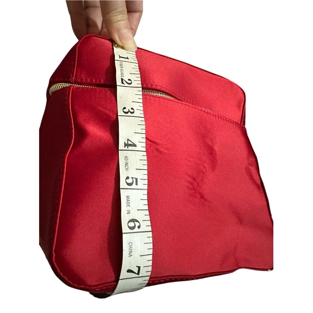 Estée Lauder Red Makeup Bag Cosmetic Case w/ Handle, Zipper Closure NWOT
